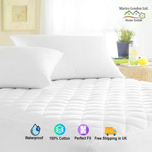 Load image into Gallery viewer, Waterproof 40cm Extra Deep 100% Natural Cotton Quilted Mattress Protector Bed Cover
