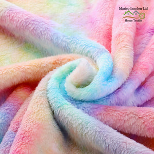 Super Soft Rainbow Teddy Fleece Children Duvet Cover Bedding Set