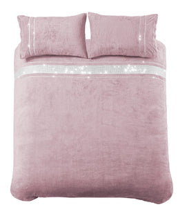Diamante Super Soft Teddy Fleece Quilt Cover With Pillowcase